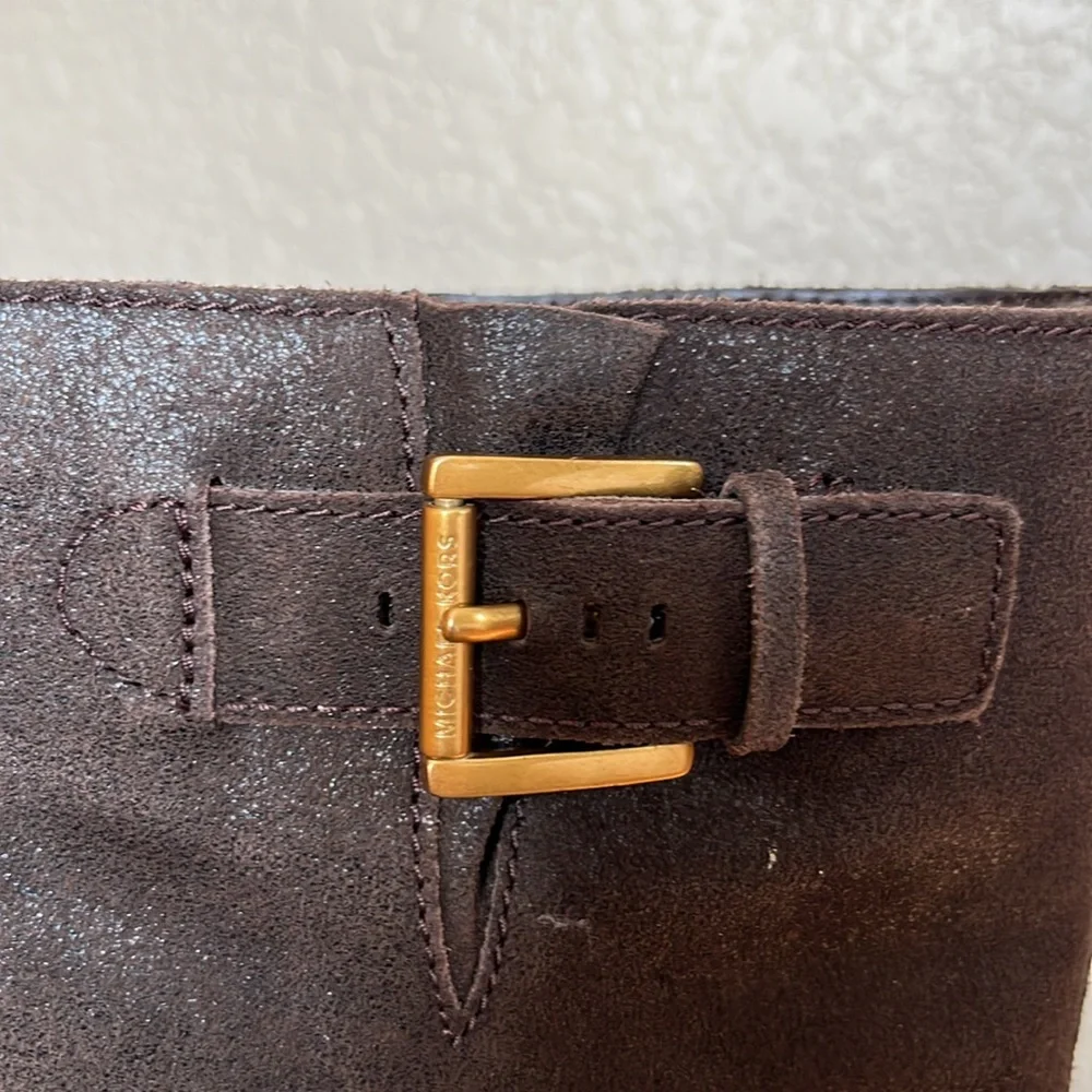 🆕 Michael Kors Crosby Suede Moto Boot, brown - Picture 5 of 8